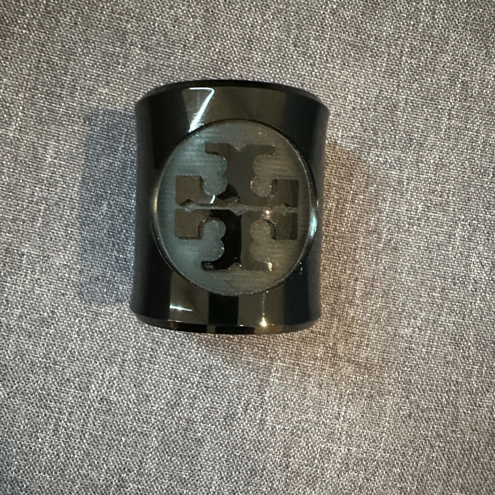 Tory Burch Glossy Black Resin Cuff Bracelet